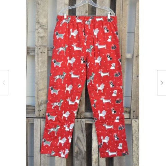 The Company Store Other - The Company Store Red Flannel Holiday Christmas Dog Print Pajama Pants Sz L